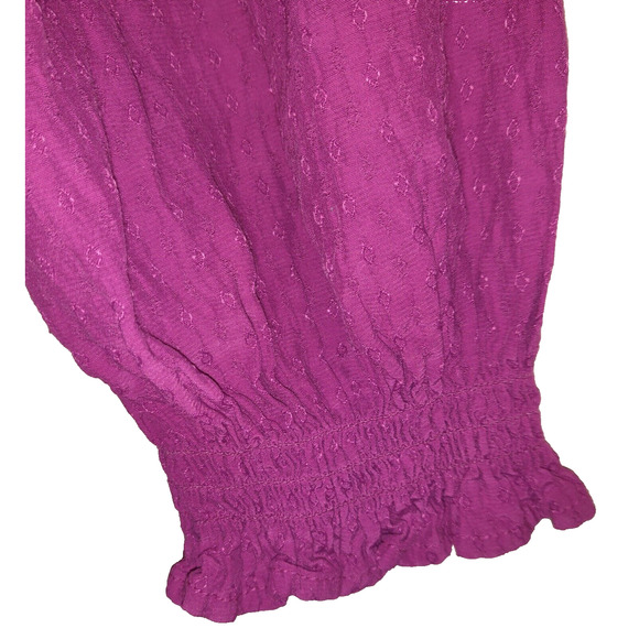 Knox Rose FUCHSIA Peasant Ruffle Top BOHO Off Shoulder Gypsy Flowy Long SleeveXL - Picture 7 of 12